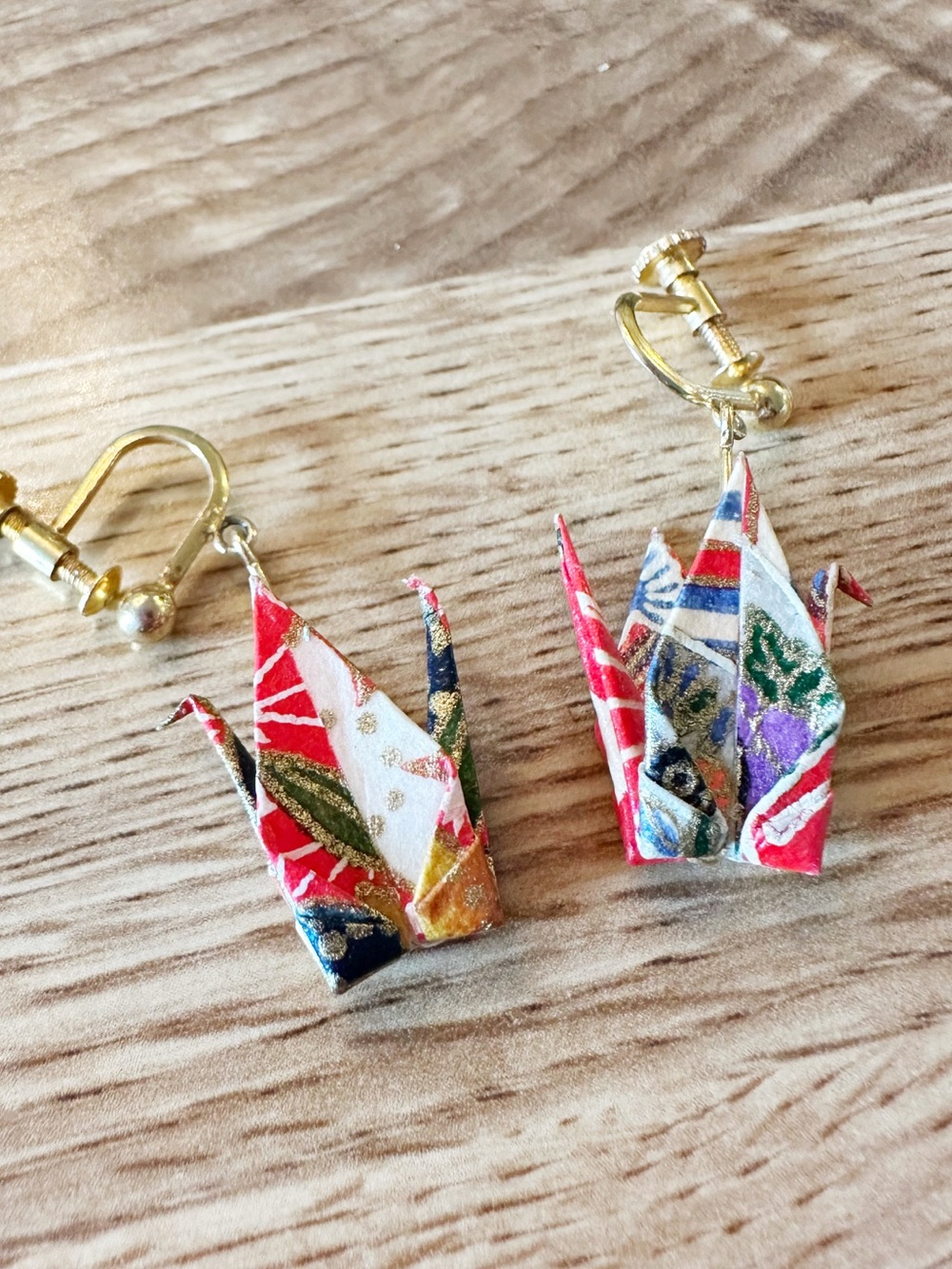 Origami Swan Screw Back Earrings